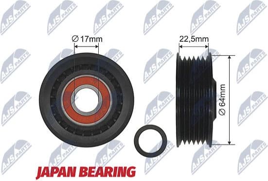 Deflection/Guide Pulley, V-ribbed belt RNK-AU-001