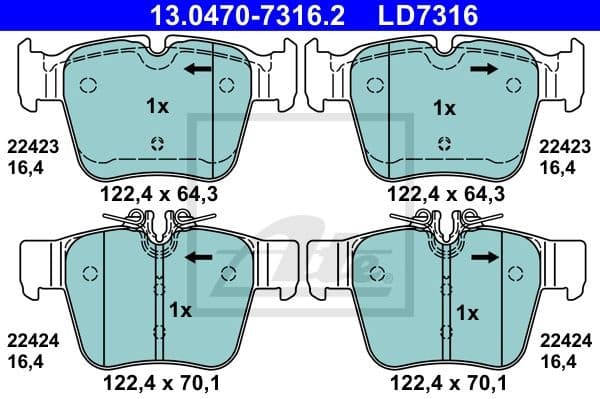 Brake Pad Set, disc brake ATE Ceramic 13.0470-7316.2