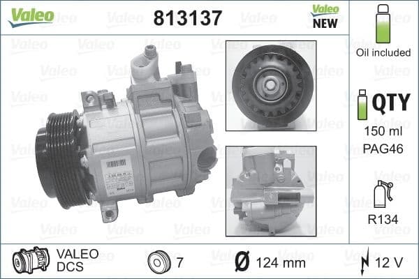 Compressor, air conditioning VALEO ORIGINS NEW OE TECHNOLOGY 813137