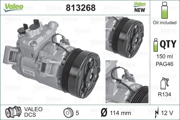 Compressor, air conditioning VALEO ORIGINS NEW OE TECHNOLOGY 813268