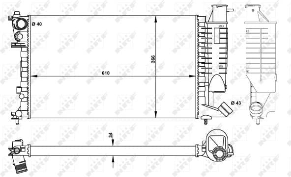 Radiator, engine cooling 50425