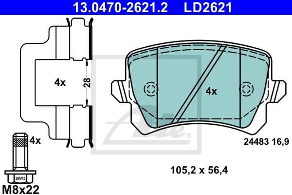 Brake Pad Set, disc brake ATE Ceramic 13047026212