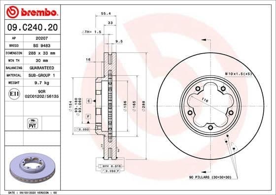 Brake Disc PRIME LINE 09.C240.20