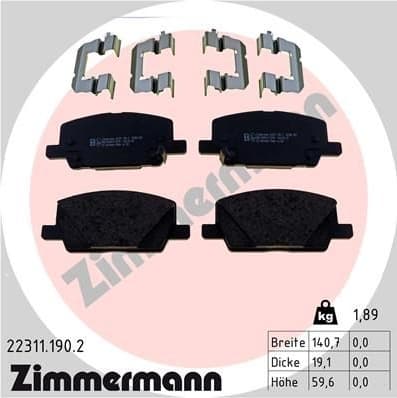 Brake Pad Set, disc brake 22311.190.2