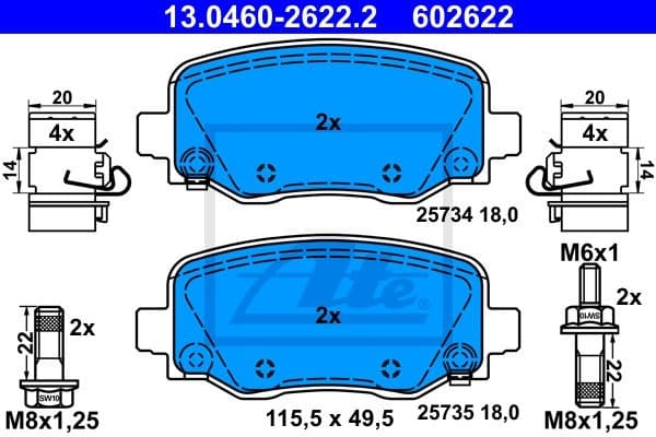 Brake Pad Set, disc brake 13.0460-2622.2