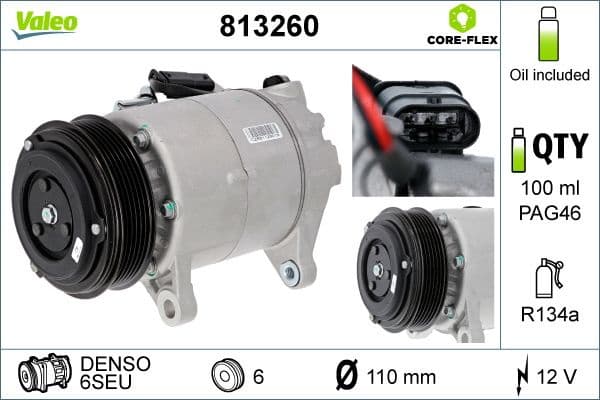 Compressor, air conditioning VALEO CORE-FLEX 813260