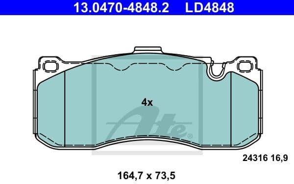 Brake Pad Set, disc brake ATE Ceramic 13047048482