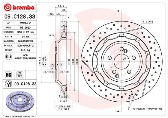 Brake Disc PRIME LINE - Dual Cast 09.C128.33