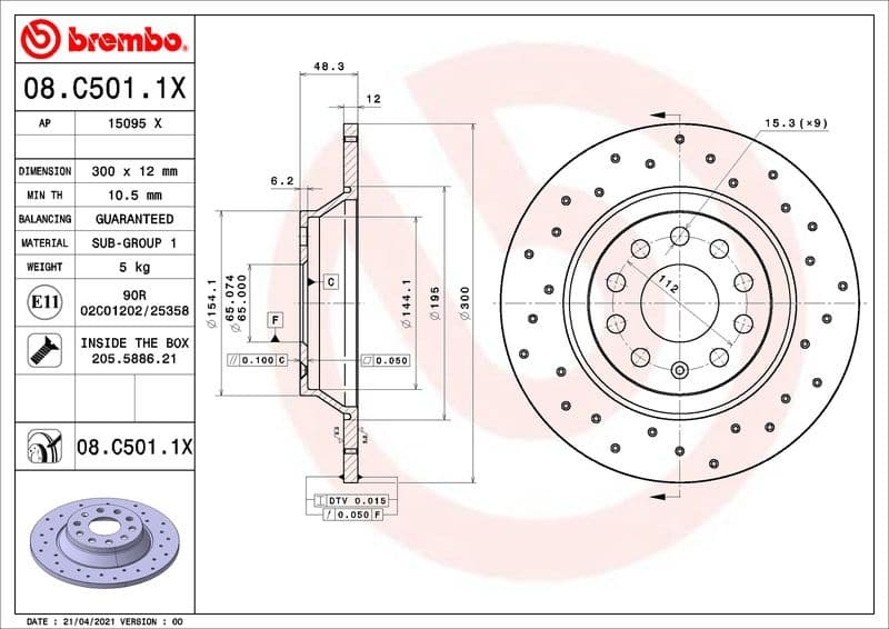 Brake Disc XTRA LINE - Xtra 08.C501.1X