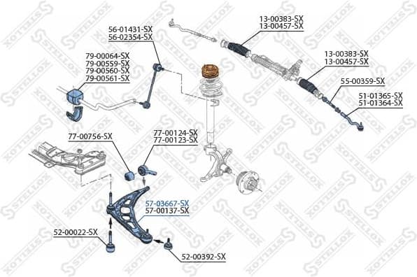 Control/Trailing Arm, wheel suspension 57-03667-SX