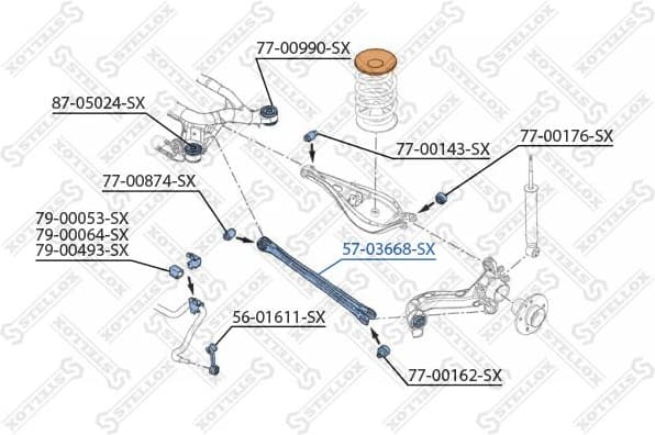 Control/Trailing Arm, wheel suspension 57-03668-SX
