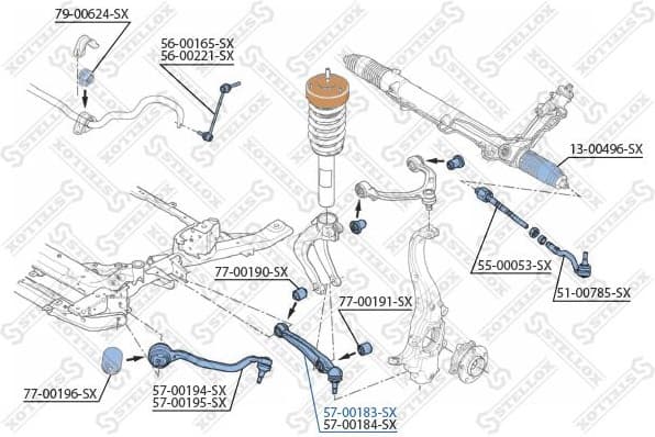 Control/Trailing Arm, wheel suspension 57-00183-SX