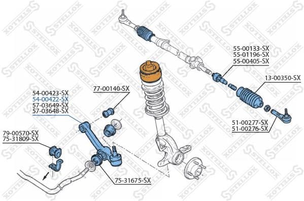 Control/Trailing Arm, wheel suspension 54-00422-SX - image 2