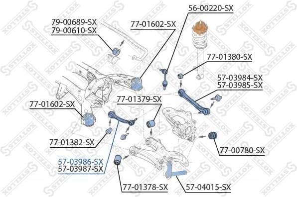 Control/Trailing Arm, wheel suspension 57-03986-SX