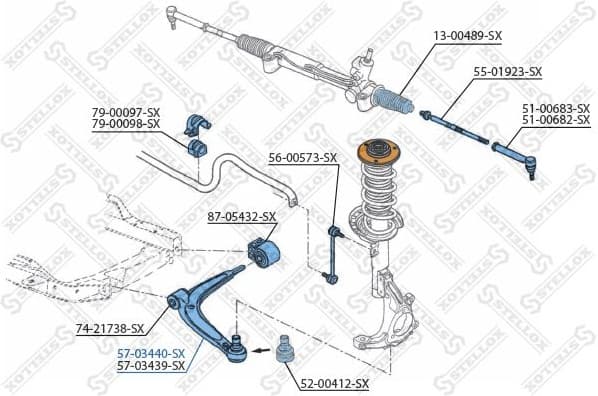 Control/Trailing Arm, wheel suspension 57-03440-SX - image 2