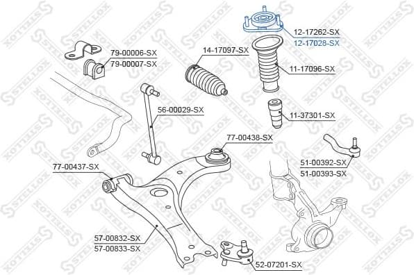 Suspension Strut Support Mount 12-17028-SX