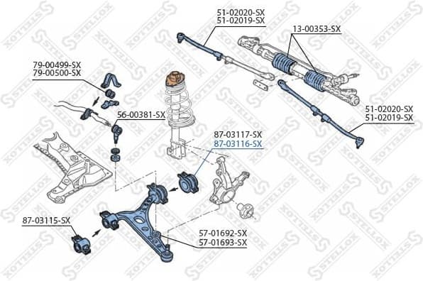 Mounting, control/trailing arm 87-03116-SX