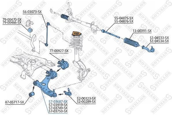 Control/Trailing Arm, wheel suspension 57-03687-SX
