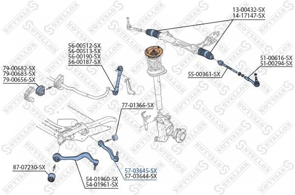 Control/Trailing Arm, wheel suspension 57-03645-SX