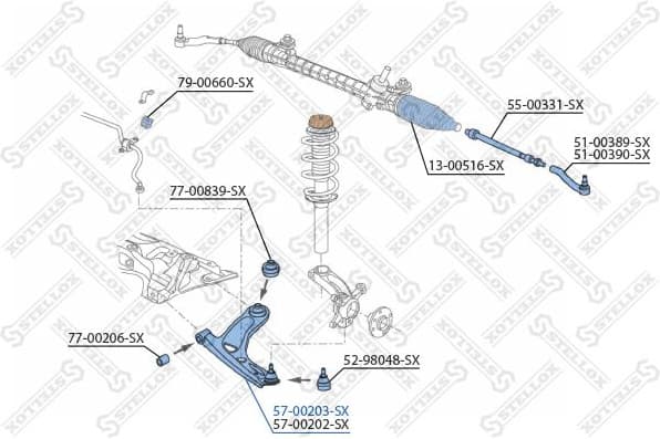 Control/Trailing Arm, wheel suspension 57-00203-SX