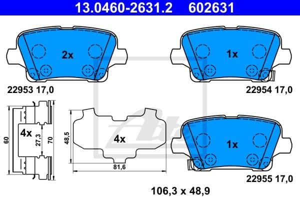 Brake Pad Set, disc brake 13.0460-2631.2
