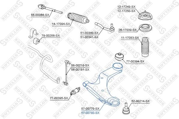 Control/Trailing Arm, wheel suspension 57-00780-SX