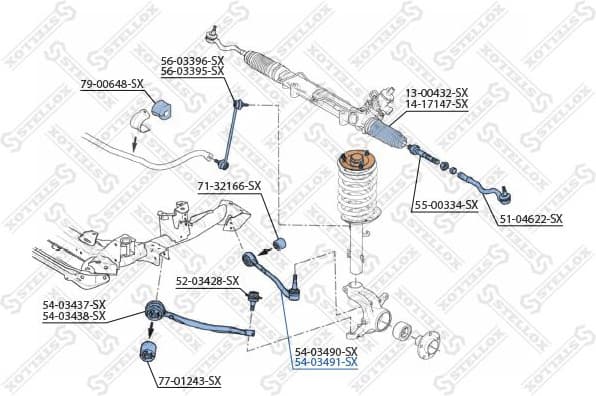 Control/Trailing Arm, wheel suspension 54-03491-SX