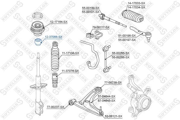 Repair Kit, suspension strut support mount 12-37066-SX - image 2