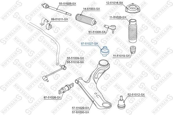 Mounting, control/trailing arm 87-51027-SX