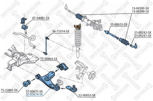 Control/Trailing Arm, wheel suspension 57-03674-SX
