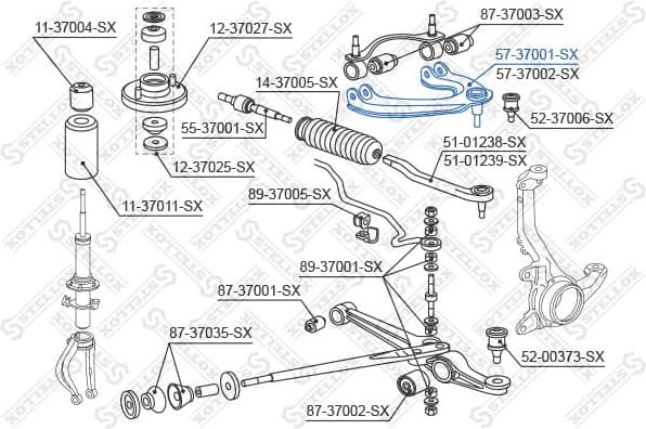 Control/Trailing Arm, wheel suspension 57-37001-SX