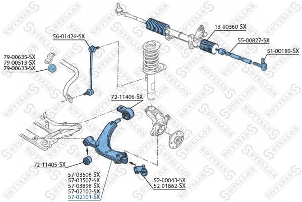Control/Trailing Arm, wheel suspension 57-02101-SX - image 2