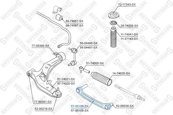 Control/Trailing Arm, wheel suspension 57-00156-SX