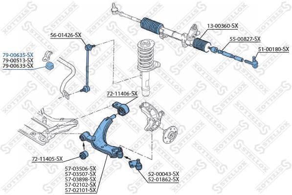 Mounting, stabiliser bar 79-00635-SX