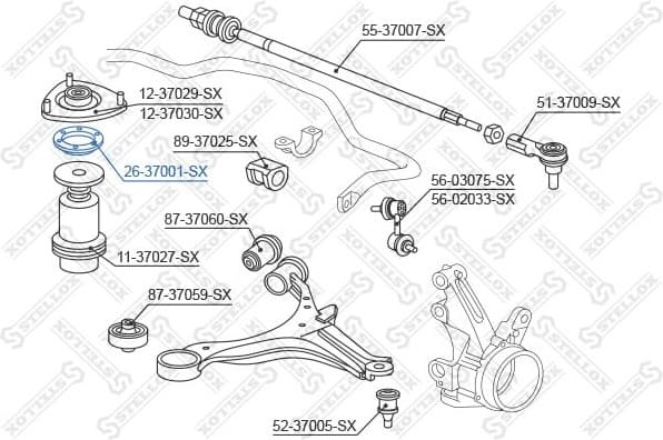 Rolling Bearing, suspension strut support mount 26-37001-SX - image 2