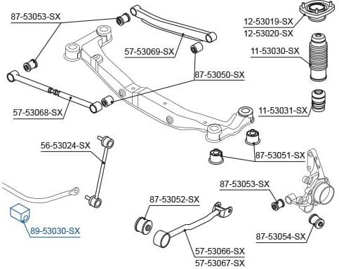 Mounting, stabiliser bar 89-53030-SX