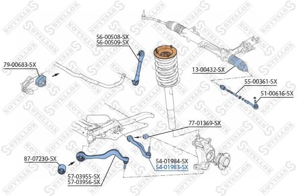 Control/Trailing Arm, wheel suspension 54-01983-SX