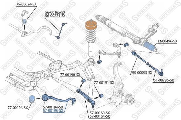 Control/Trailing Arm, wheel suspension 57-00195-SX