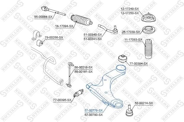 Control/Trailing Arm, wheel suspension 57-00779-SX