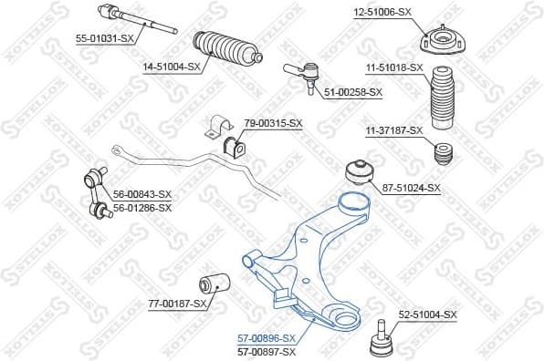 Control/Trailing Arm, wheel suspension 57-00896-SX
