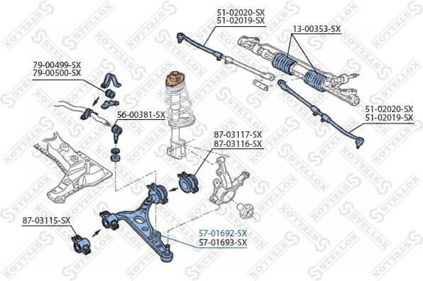 Control/Trailing Arm, wheel suspension 57-01692-SX - image 2