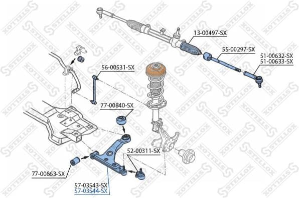 Control/Trailing Arm, wheel suspension 57-03544-SX