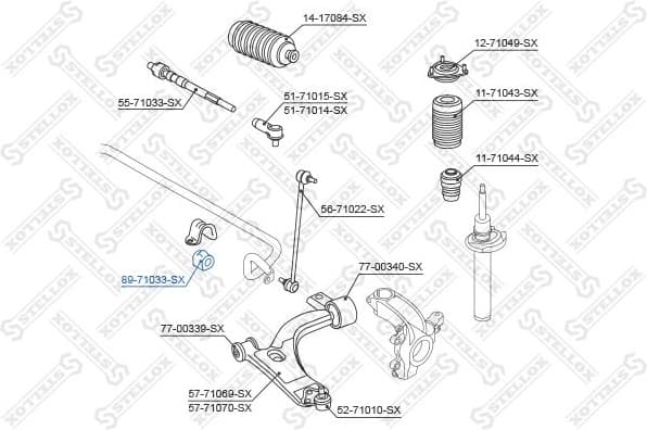 Mounting, stabiliser bar 89-71033-SX