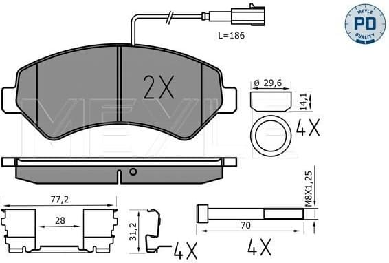 Brake Pad Set, disc brake MEYLE-PD: Advanced performance and design. 025 244 6619-1/PD