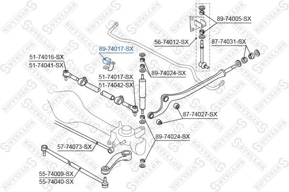 Mounting, stabiliser bar 89-74017-SX