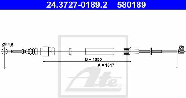 Cable Pull, parking brake 24.3727-0189.2