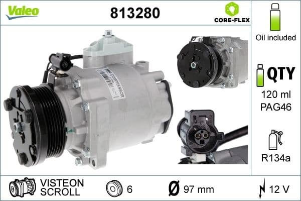 Compressor, air conditioning VALEO CORE-FLEX 813280