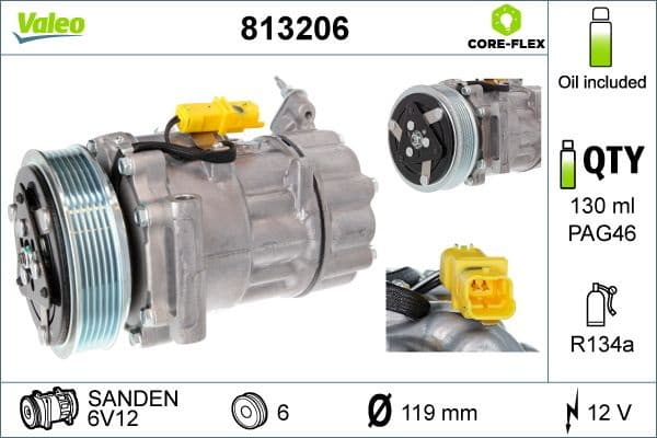 Compressor, air conditioning VALEO CORE-FLEX 813206