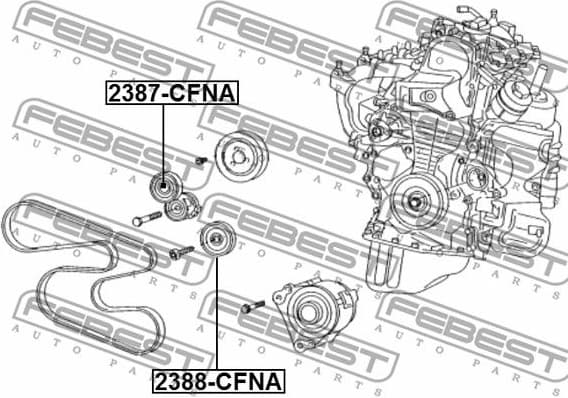 Tensioner Pulley, V-ribbed belt 2387-CFNA - image 2
