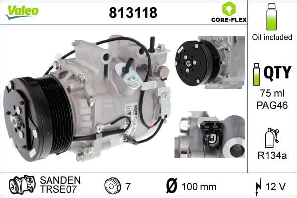 Compressor, air conditioning VALEO CORE-FLEX 813118